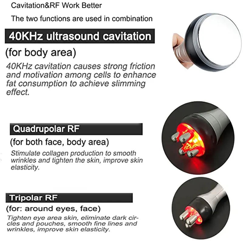 3 в 1 аппарат для кавитации 40K ультразвуковой похудения и красоты Lipo Mini RF сжигание