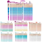 Набор из 20 кистей для макияжа, бриллиантовая прозрачная ручка для теней, искусственный инструмент для макияжа глаз