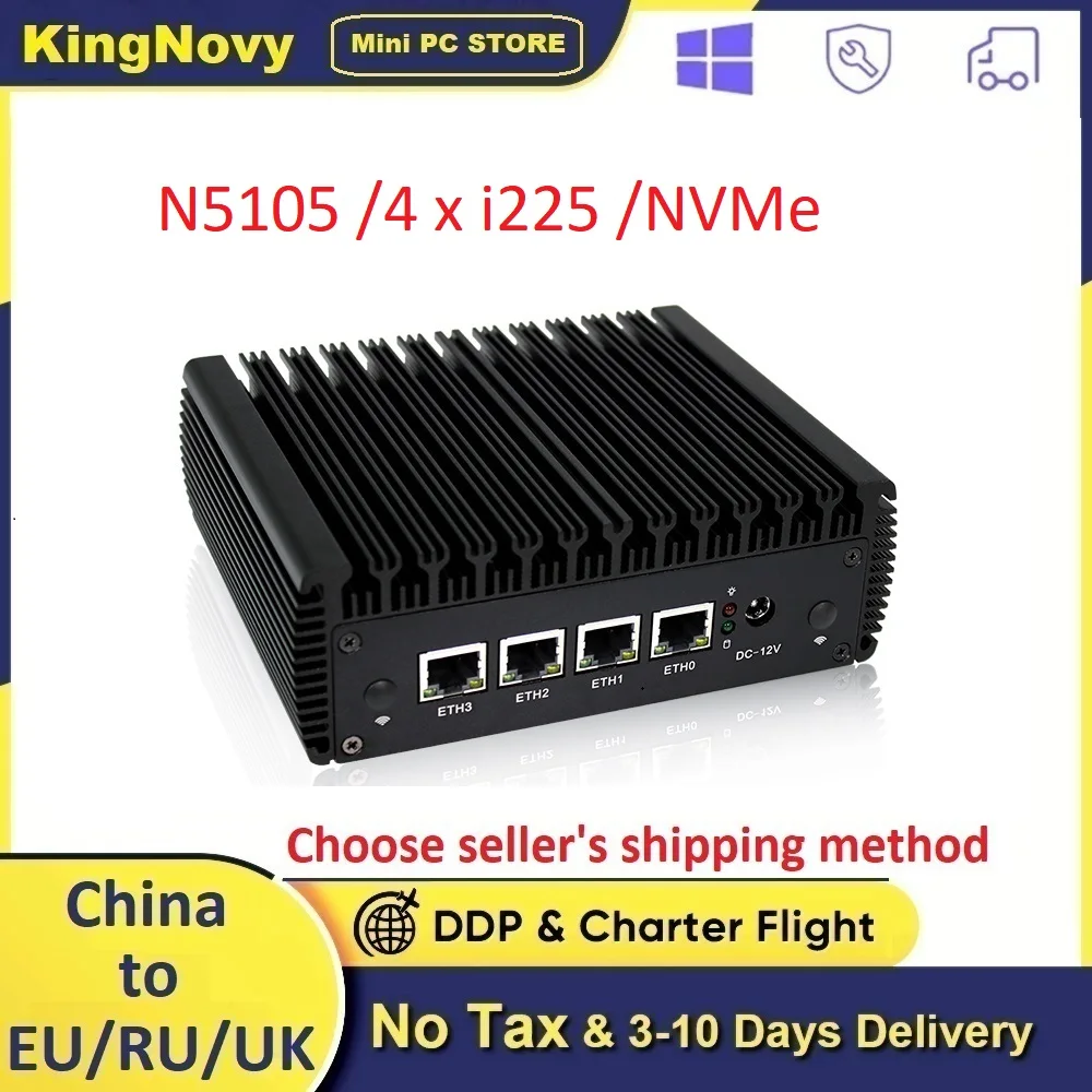 

New 2.5G Mini Router Celeron N5105 4 Core 4 Intel i225 2500M Nics VGA pfSense Firewall PC VPN Gateway Server Proxmox OPNsense