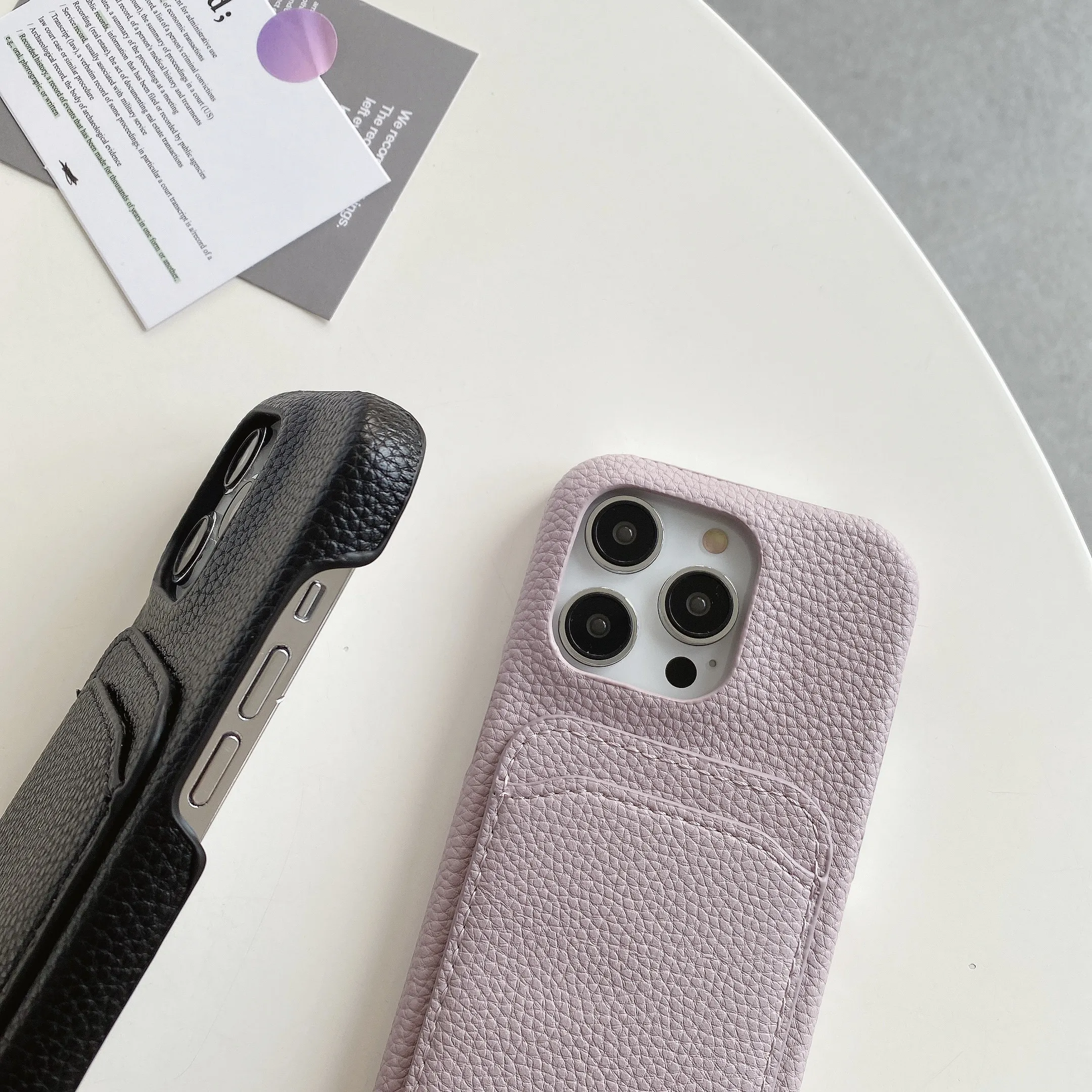 Нескользящий кожаный чехол-бумажник Litchi для iPhone 16 Pro Max 15 14 Plus 13 12 11