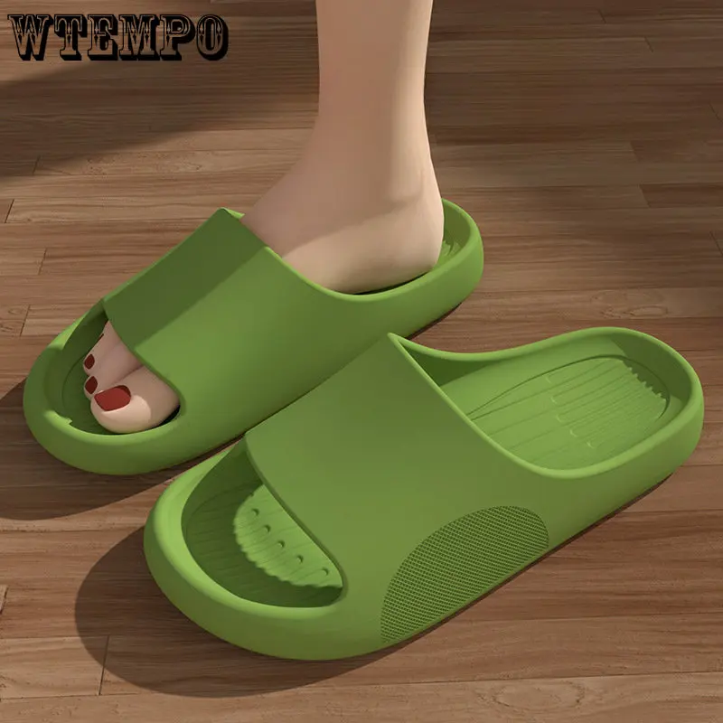 

WTEMPO Summer Soft Slippers Fashion Thick Platform Non-slip Lightweight Slides Couples Silent Solid Color Sandals Wholesale