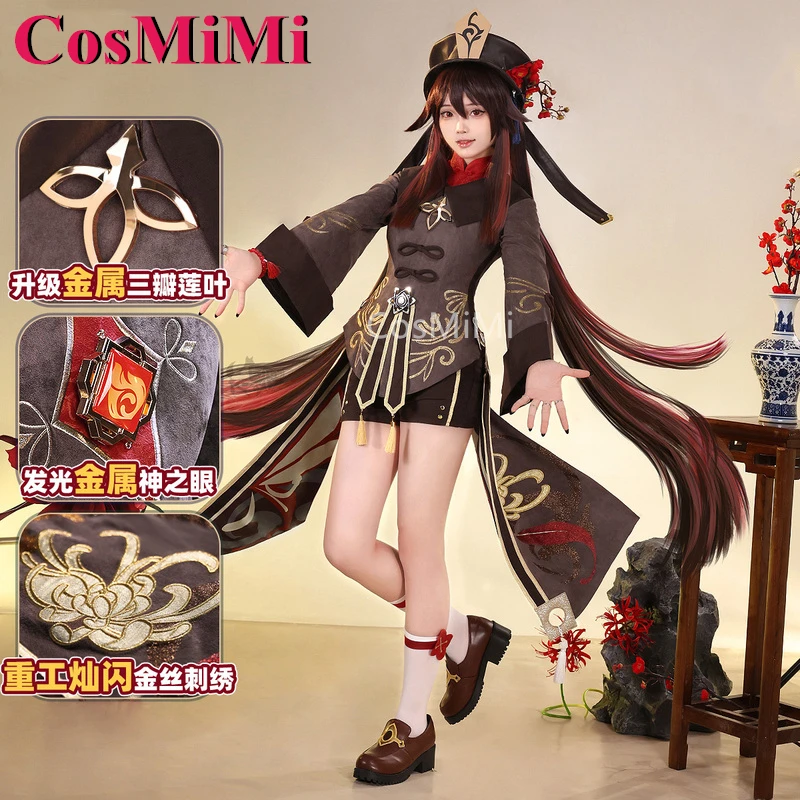 CosMiMi Hu Tao Cosplay Game Genshin Imapct Costume Gorgeous Sweet Combat Uniform Women Carnival Party Role Play Clothing S-XXL