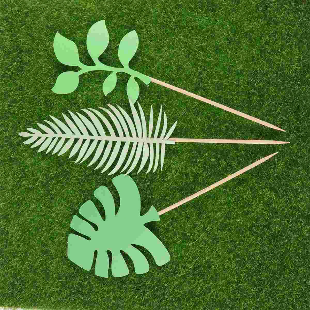 

14 Pcs Green Paper Cups Cupcake Decorations Leaf Decor Picks Birthday Cupcake Topper Tropical Cupcake Toppers Decorate