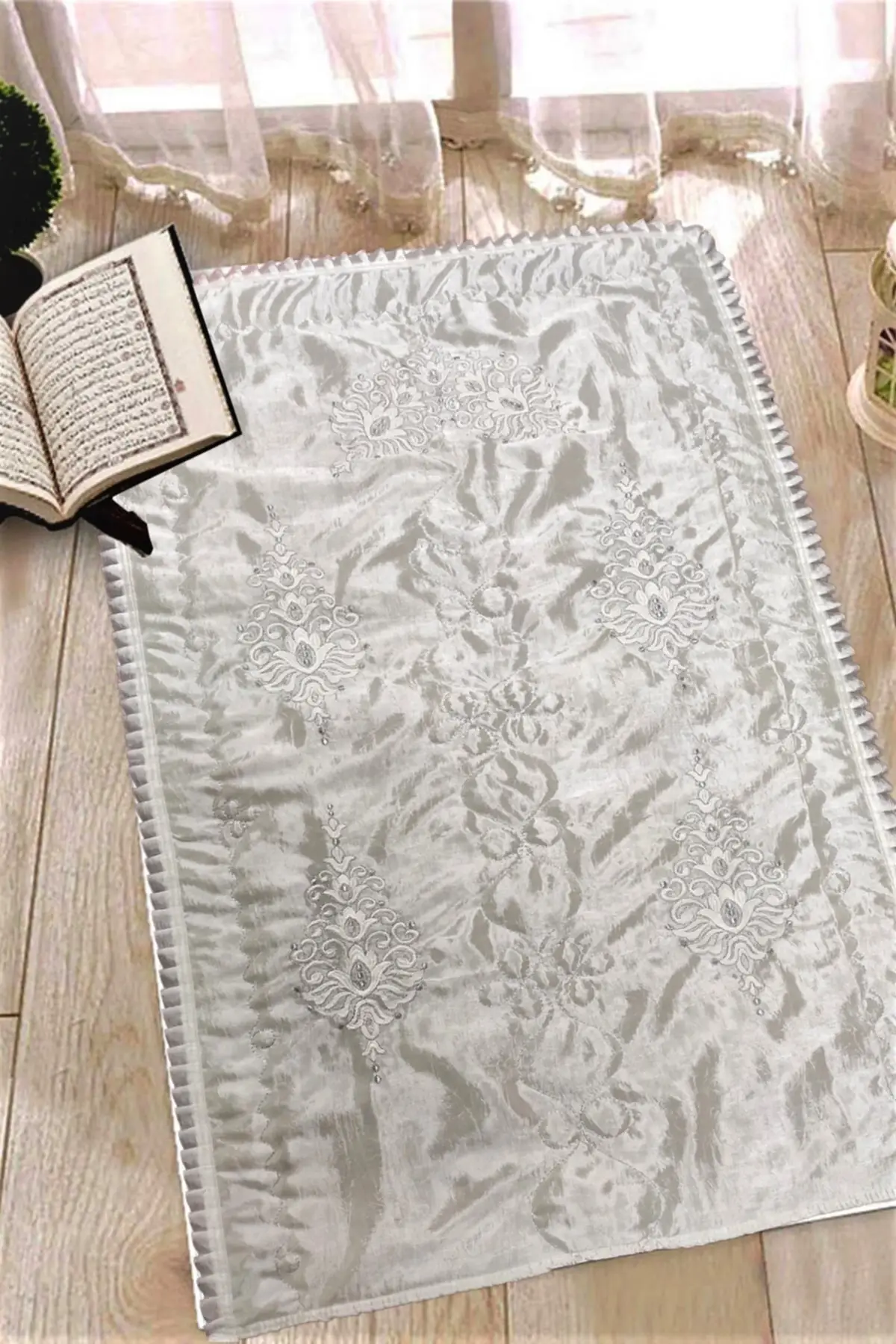 

Prayer mat, Namazlık Prayer Rug Tek Çeyizlik Ruched-Silver 70x110 Polyester Saçaksız Machine Made Carpet & Rug