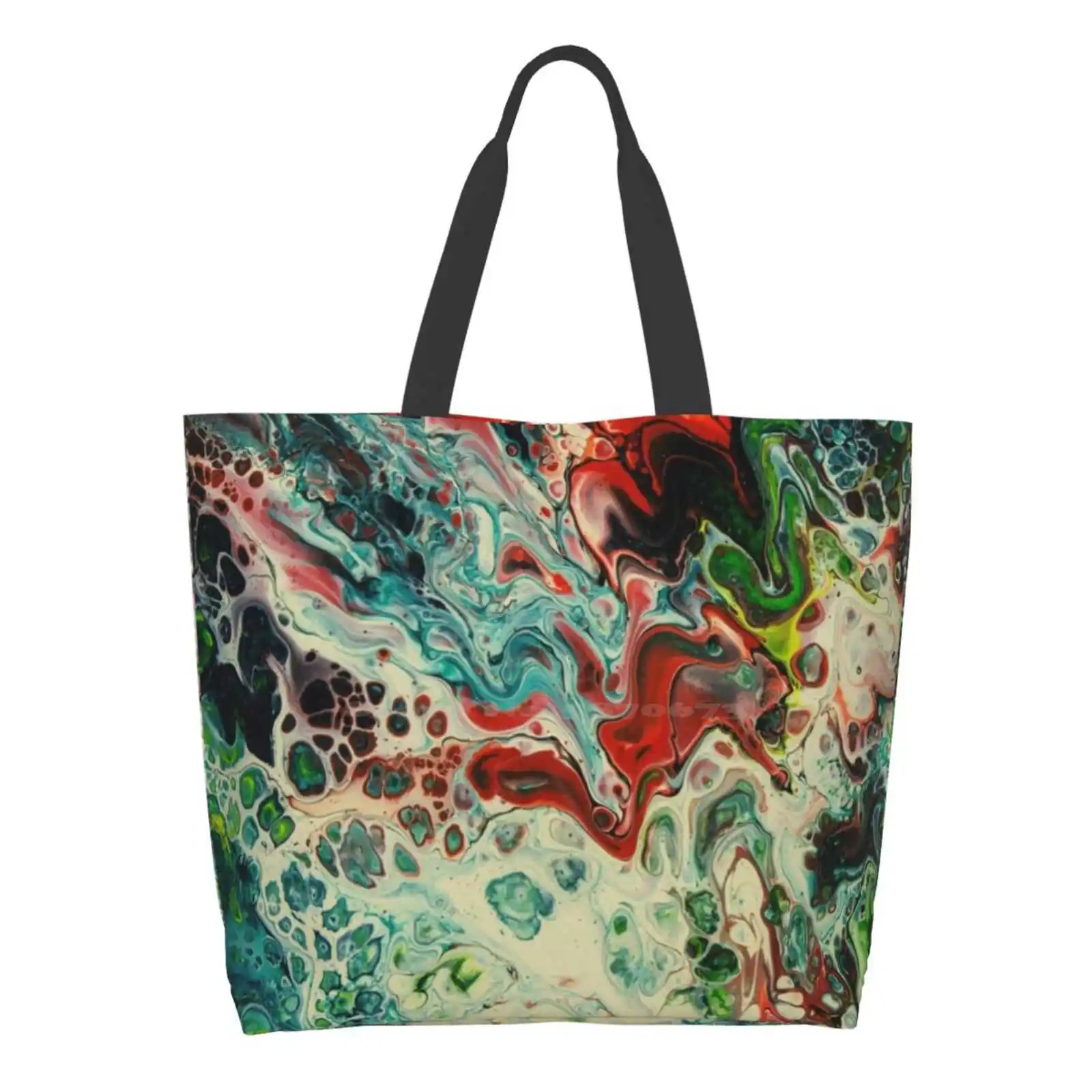 

Designer Handbags Shopping Tote Joker Abstract Why So Serious Mistah J Cream Quinn Red Green Blue Acrylic Painting Flow Organic