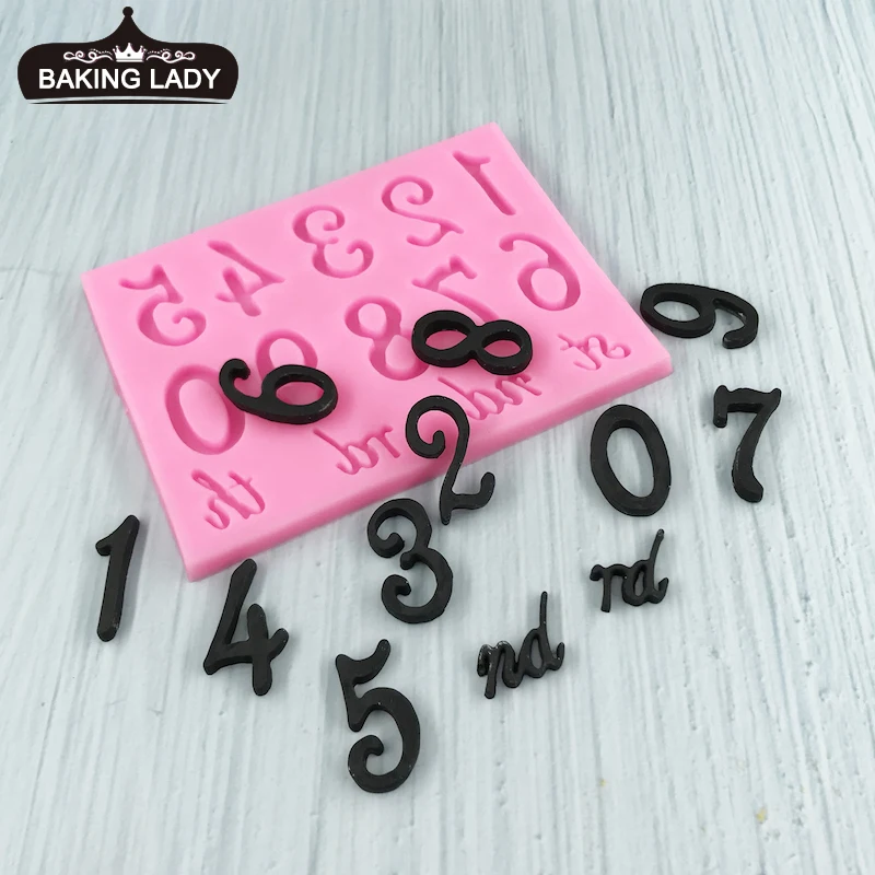 

New Arrival number 0-9 digital chocolate fondant couple anniversary silicone mold baking cake decorating tool Cupcake DIY