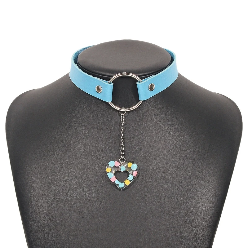 

652F Women Collar Necklace Choker Fashion Jewelry Black Punk Choker Neck Buckle Necklaces Jewelry For Women