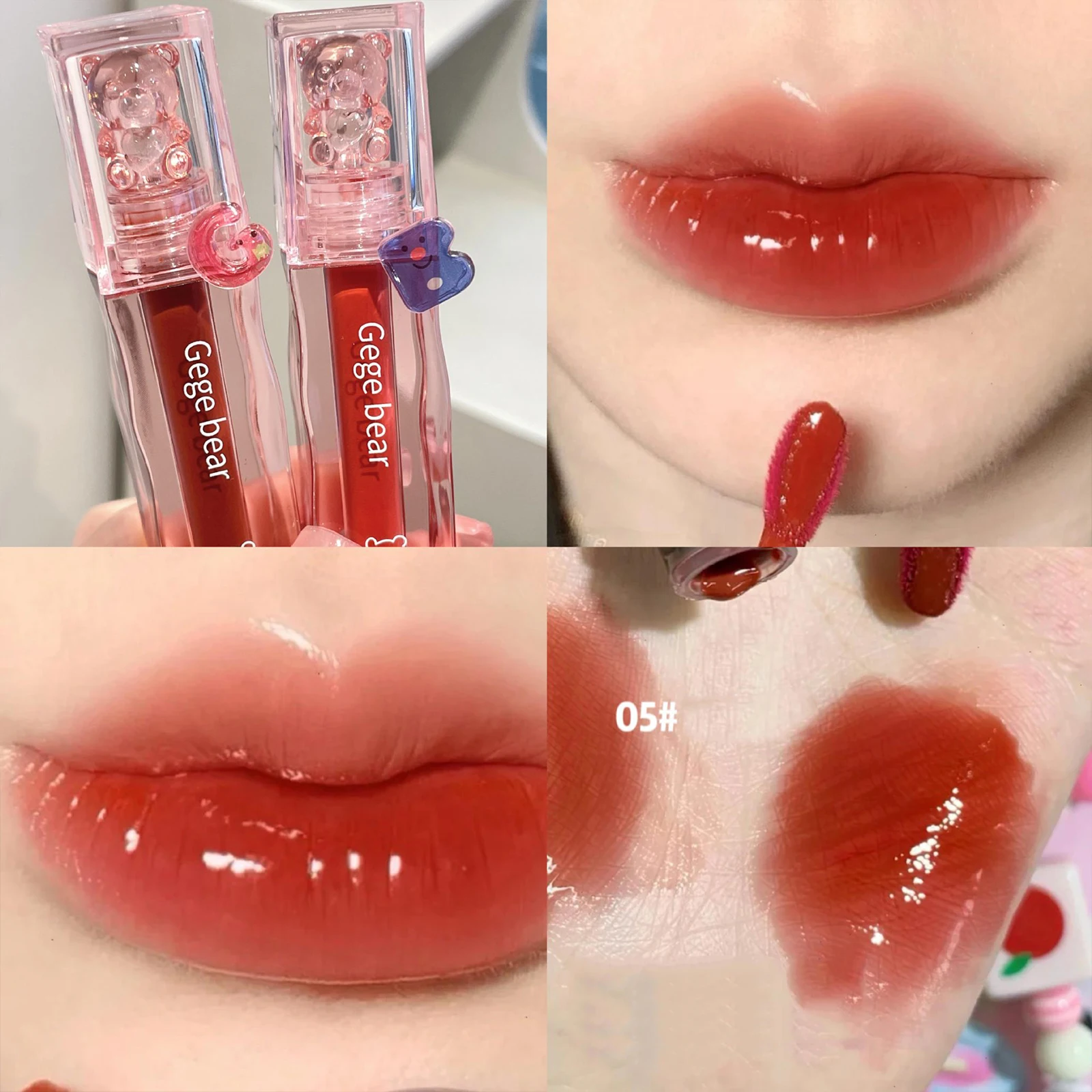 

Cute Bear Hydrating Mirro Glossy Lip Glaze For Beginners Easy Color Waterproof Lasting No Fade Women Nude Natural Lip Makeup