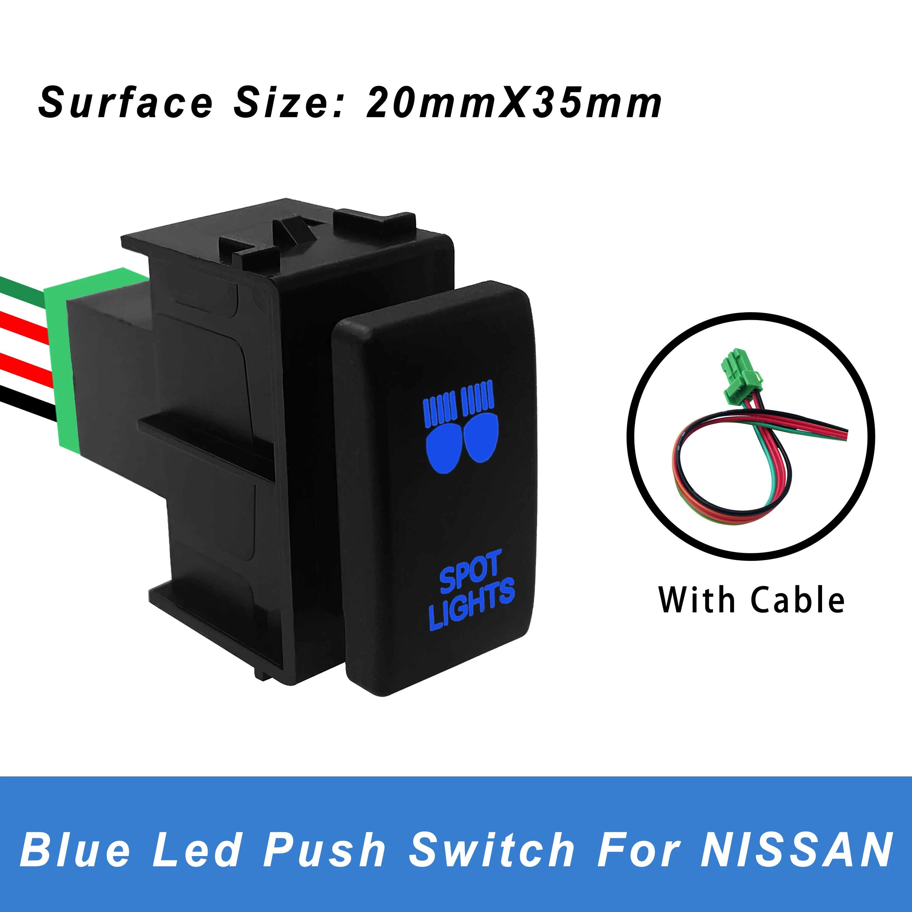 

12V Blue Led SPOT LIGHTS for Nissan Push Button Switch Navara D40 Patrol X-Trail T31 Pathfinder R51ON OFF OEM Replacement