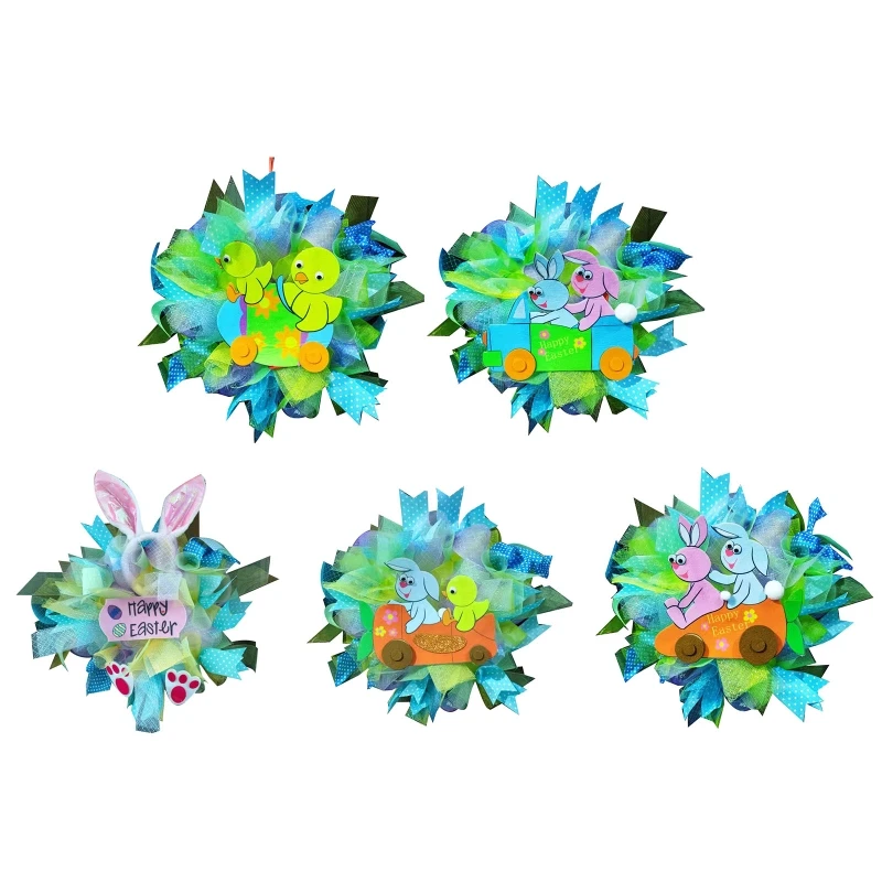 

Easter Rabbit Bunny Wreath Ornaments Wall Door Hanging Garland Party Decoration