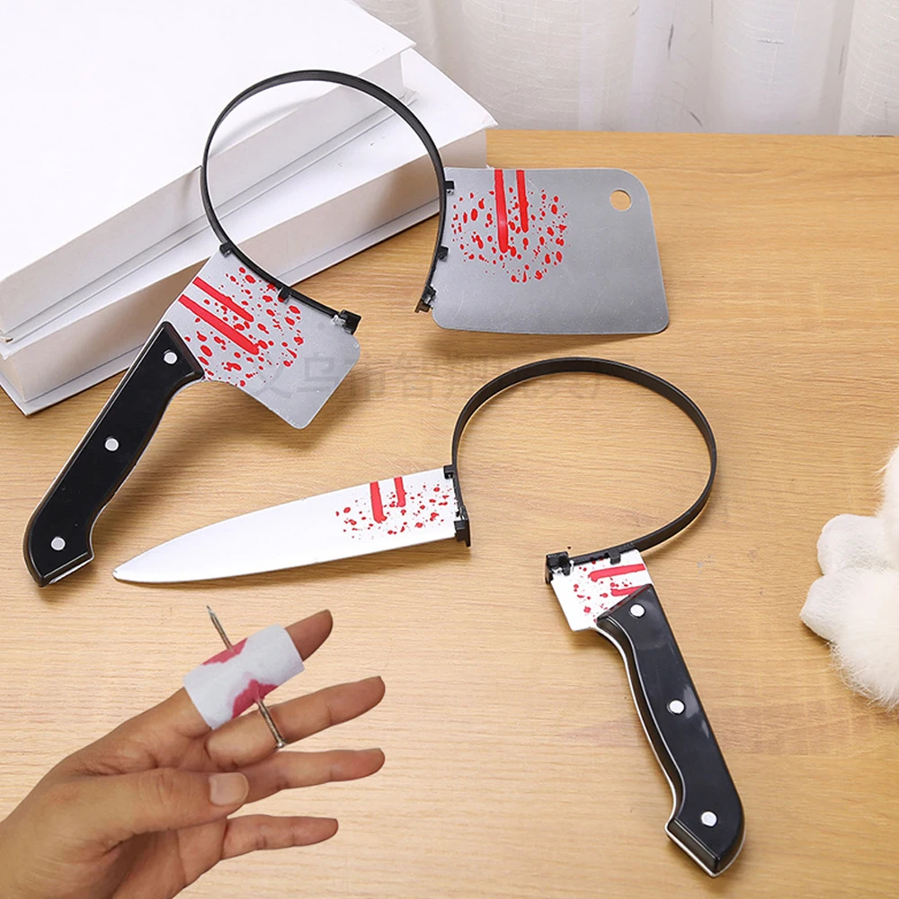 Хэллоуин страшный головной убор искусственные пилы крови нож искусственное