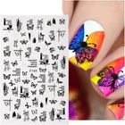 Валентинки сердце буквы бабочка цветок ногтей дизайн наклейки Слайдеры для ногтей печать наклейки Советы Маникюр дизайн ногтей украшение