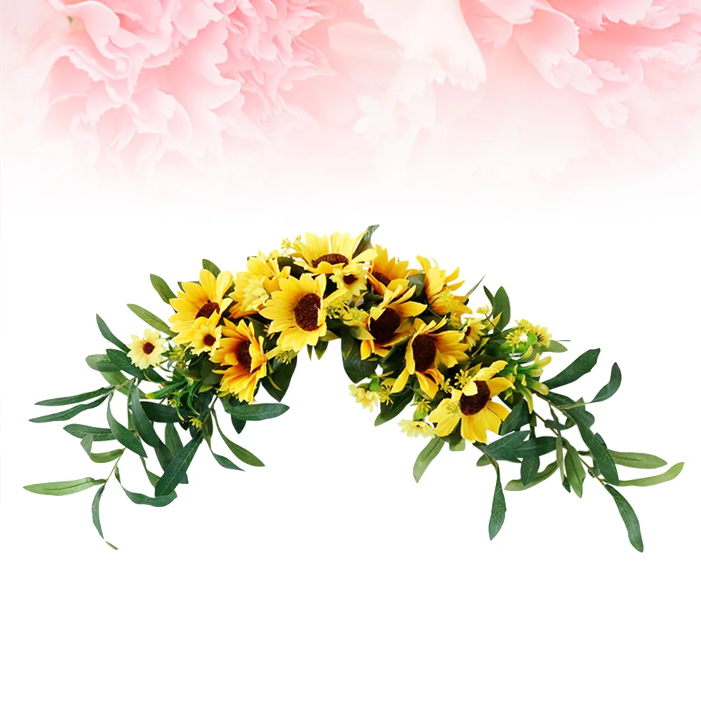 

Sunflower Artificial Flowers Door Hanging Wreath Simulation Floral Eucalyptus Garland for Mirror Window Wall Home Wedding Party