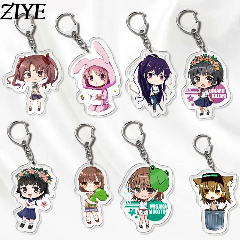 

Mikoto Misaka Keychain Anime Toaru Kagaku No Railgun Acrylic Figures Pendant Key Chain Keyring Car Bag Accessories Jewelry Gifts