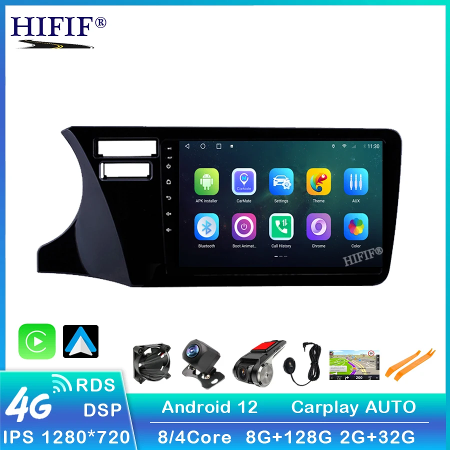 9-дюймовый андроид с 12 ОЗУ и 2 Гб памяти для автомобильного GPS-плеера DVD для Honda City LHD 2014-2017, мультимедийной навигации радио стерео головного устройства DSP On.