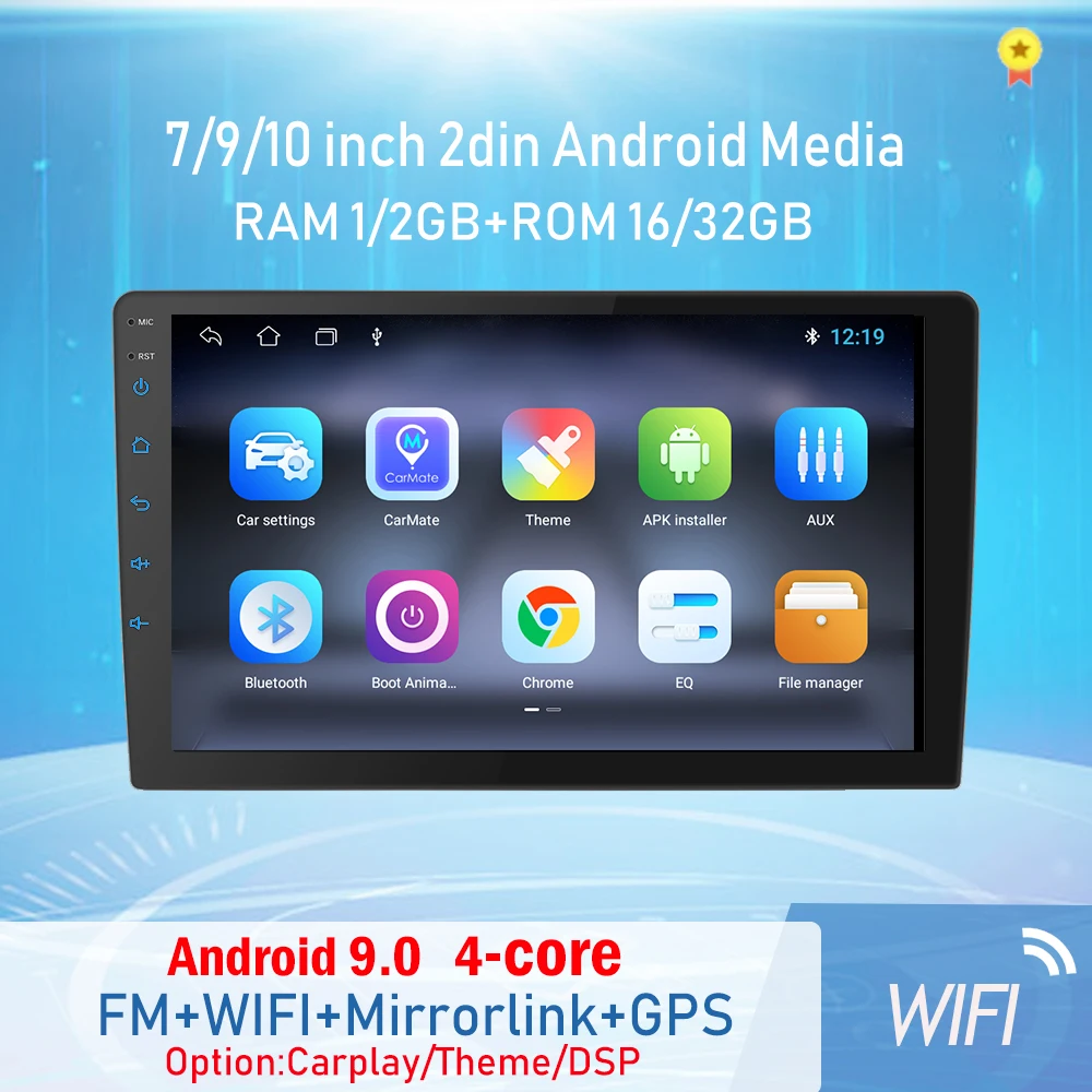 $53.61 Car Radio 2 din 10″ Android Multimedia Player GPS WIFI Bluetooth Player for Toyota Volkswagen Hyundai Kia Renault Suzuki 1G 32G