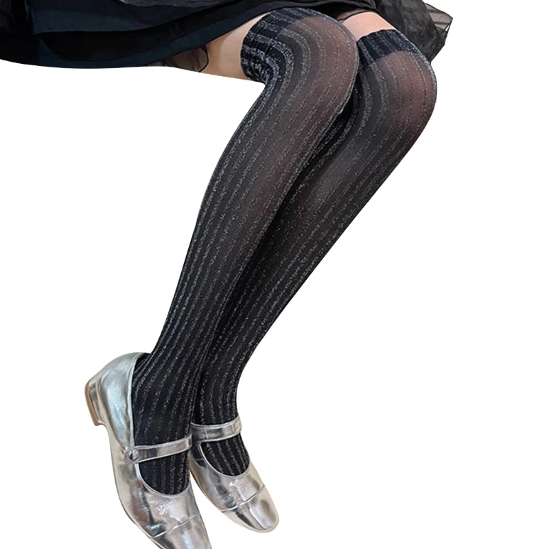 

Women Party Over Knee Long Socks Princess Cute Bowknot Shiny Glitter Stockings