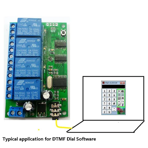 AD22B04 4-канальное реле постоянного тока 12 В MT8870 DTMF, декодер тонального сигнала, релейный модуль дистанционного управления для ПЛК, умного дома с кабелем 3,5 мм