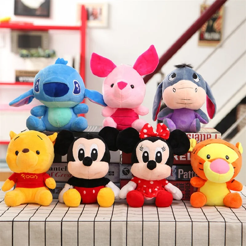 

Disney anime action figure plush toy Stitch Winnie Mickey Mouse Minnie Tigger kawaii doll encanto model kids gift toy