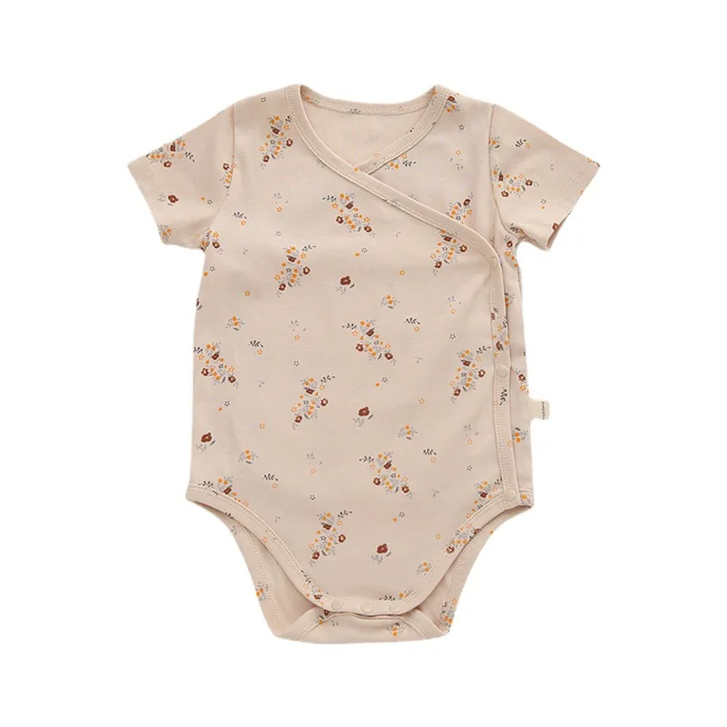 Детский хлопковый комбинезон с коротким рукавом и принтом |