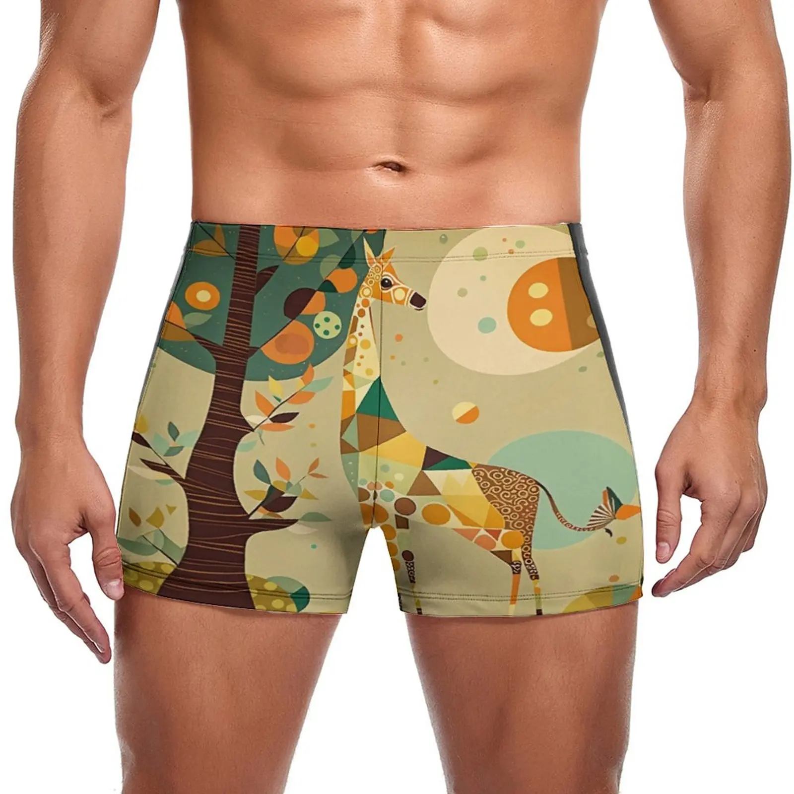 

Плавательные трусы с жирафом в современном художественном стиле, Яркие модные пляжные боксеры для плавания, мужские купальники большого размера