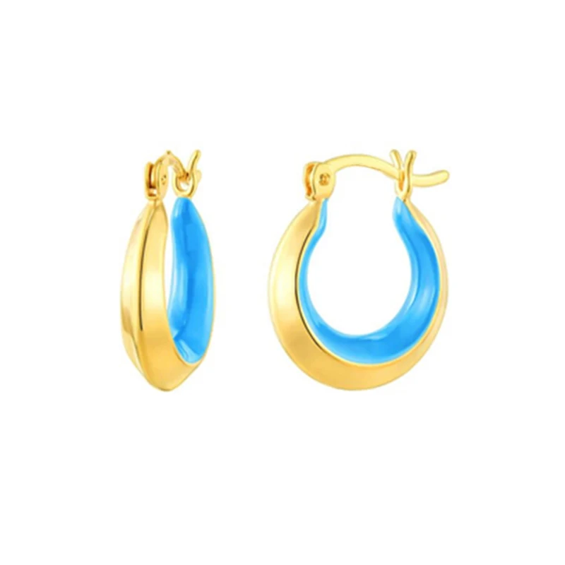 

ERQI Enamel Colored 925 Sterling Silver Earring For Women Glaze Single Ring Piercing Earings Fine Jewelry 2023 Trend Gift
