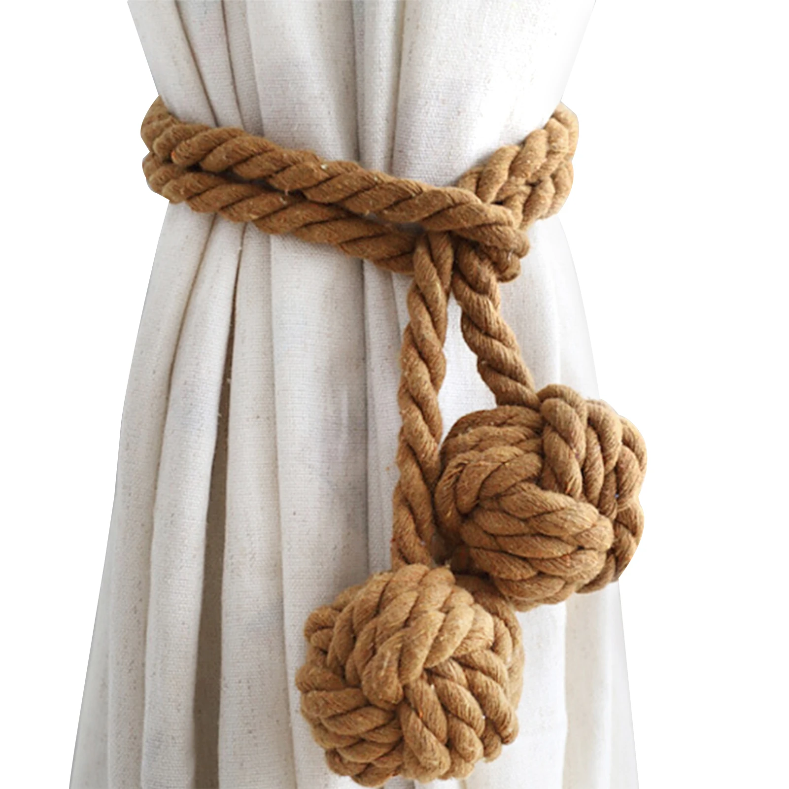 

1pair Retro Blackout Panels Hone Decor Tie Backs Universal Knot Ball Handmade Ropes Cotton Thread Curtain Holdbacks Solid Simple