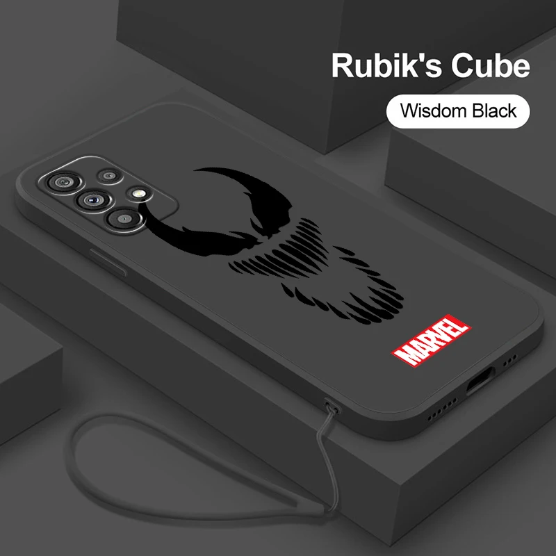 

Marvel Super Hero Venom Liquid Rope Phone Case For Samsung A73 A53 A33 A52 A32 A23 A22 A71 A51 A21S A03S A50 A30 5G Cover Capa