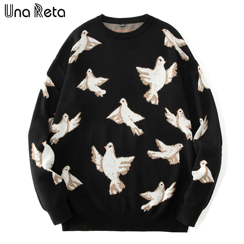 

Una Reta Jacquard Sweater Men Winter Long Sleeve Pullovers Harajuku Casual Hip Hop Print Unisex Oversized Sweater Knitwears Tops