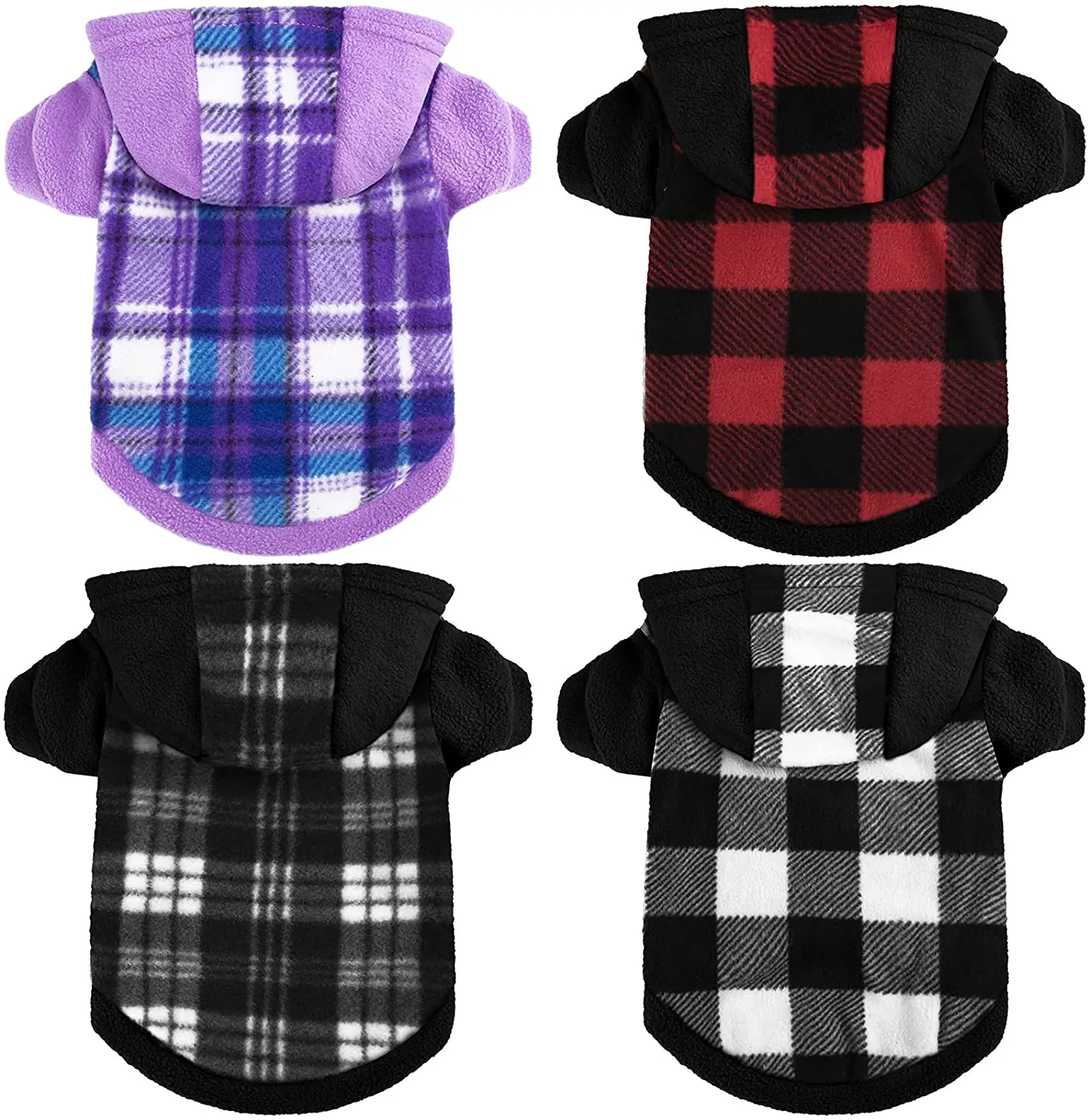 

Свитер с капюшоном для собак и кошек, флисовый свитер в клетку