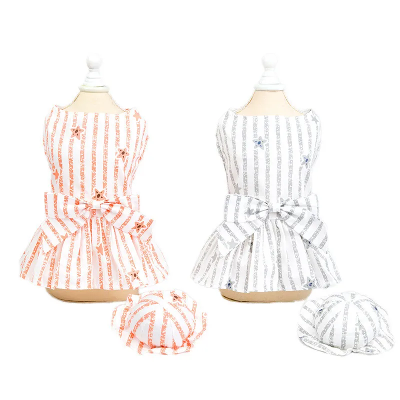 

Pet Clothes Pet Dresses Pomeranian Dress Vertical Hat Princess Dress Pomeranian Small and Medium Pet Clothing Dress Striped Dogs