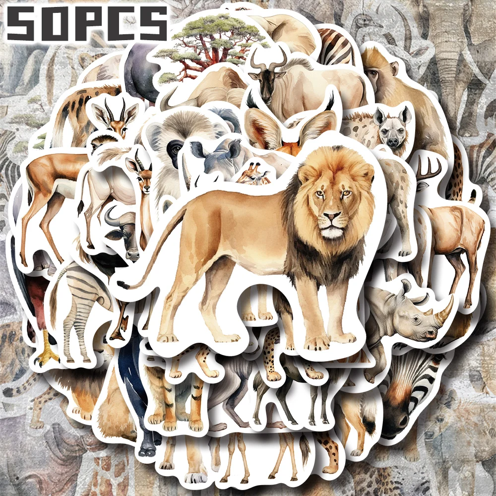

50 шт. наклеек с животными Африки