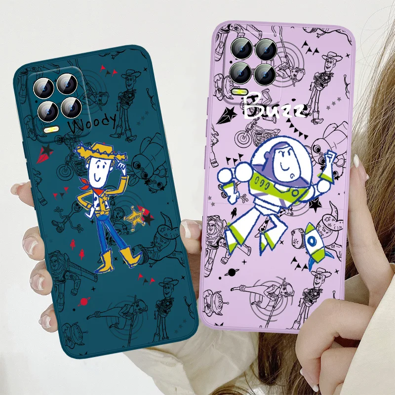 

Disney Toy Story Phone Case For Realme Q3S GT 2 S7 ST S2 C25Y C21Y C11 C17 Narzo 50A 50i 30 20 Liquid Rope Soft Funda Back Cover