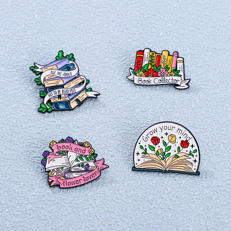Мультяшная брошь серия книг на английском языке креативные цветы книги значки