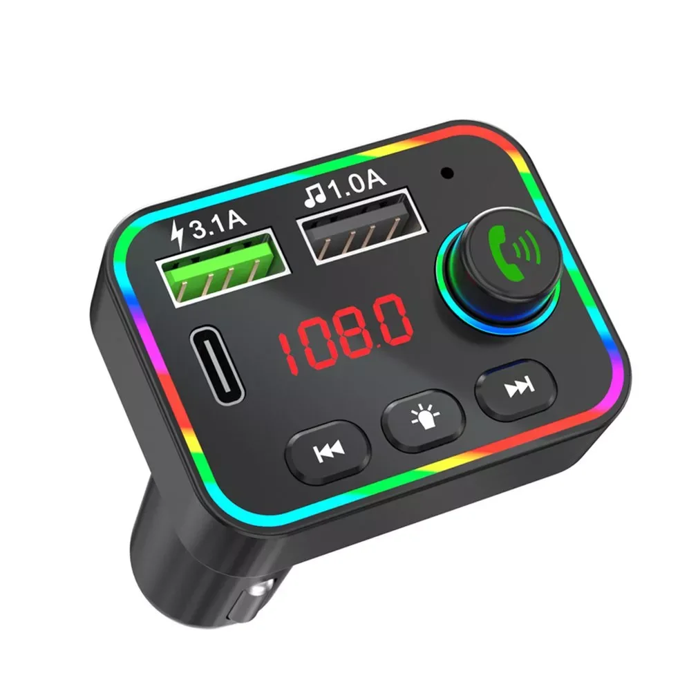 

Car Bluetooth-compatible 5.0 FM Transmitter Car Handsfree Calling Dual USB Charger Support U Disk/ TF Card Mp3 Music Player