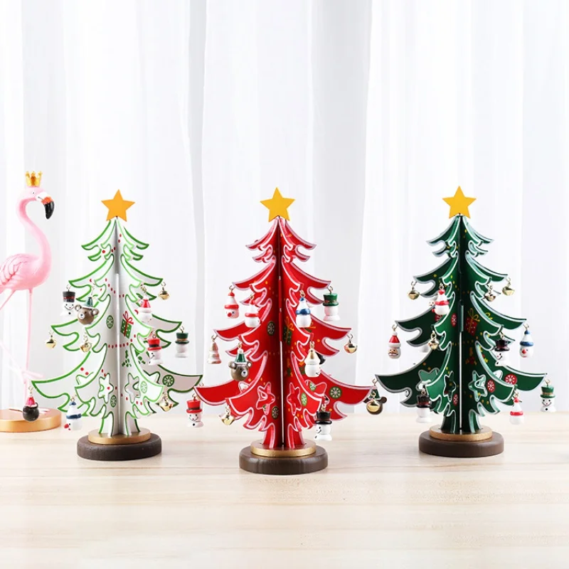

Christmas Decorations Wooden Tree Small Ornaments Gifts Scene Layout