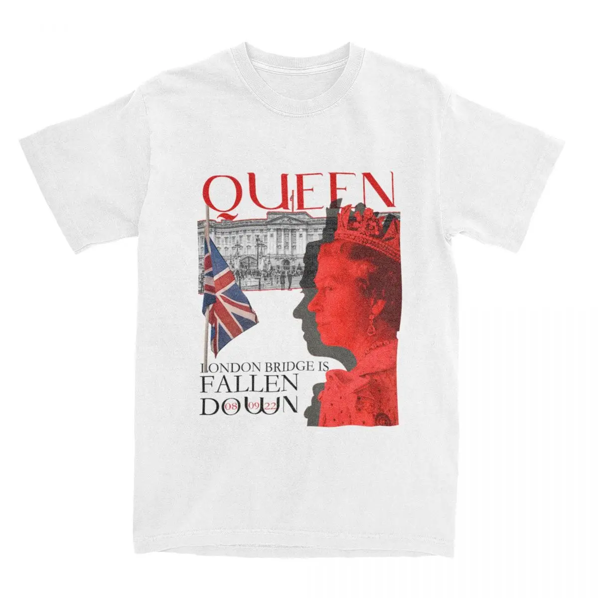 

Vintage Queen Design Elizabeth T-Shirts for Men O Neck Cotton T Shirts British Crown Union Jack Short Sleeve Tees Summer Clothes