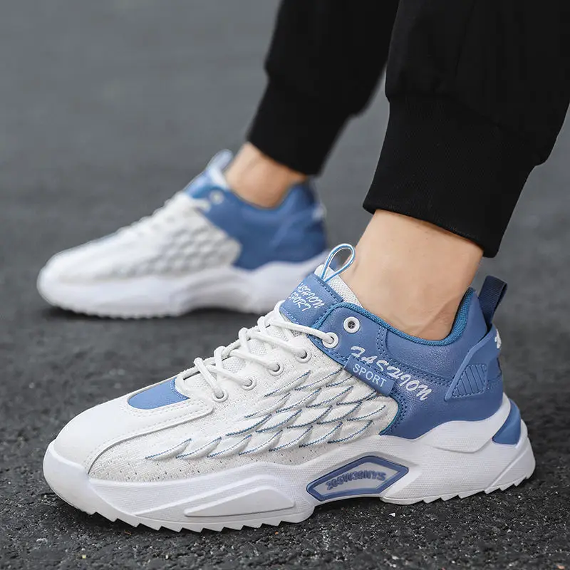 Fish Scale Men's Shoes Breathable Flying Woven Sneakers for Men Walking Footwear Outdoor Mountaineering Hiking Fitness Shoes