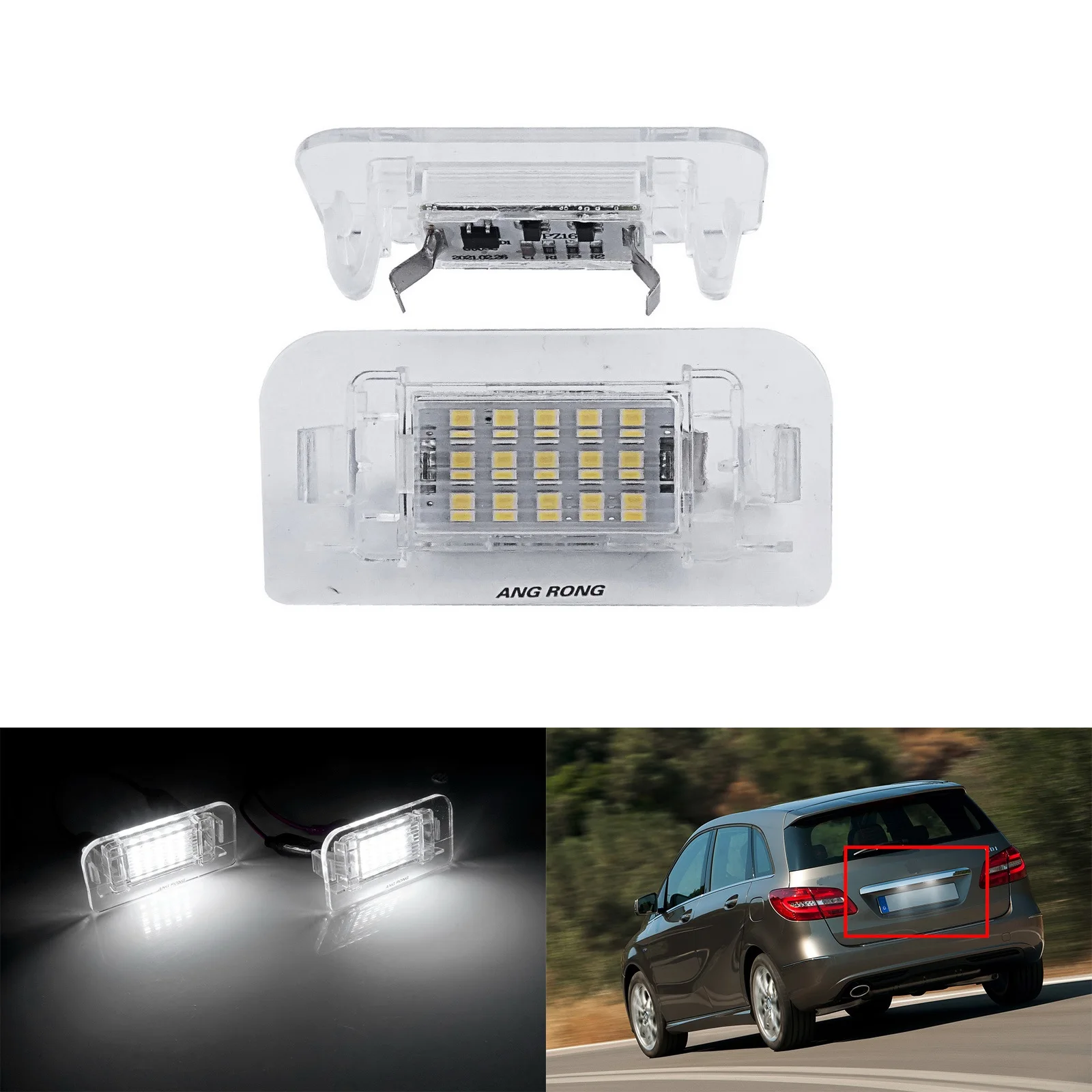 

Водонепроницаемая Светодиодная Подсветка Номерного Знака (белый SMD LED) Для Mercedes-Benz B-Class W242 W246 11-19, Пластик +...
