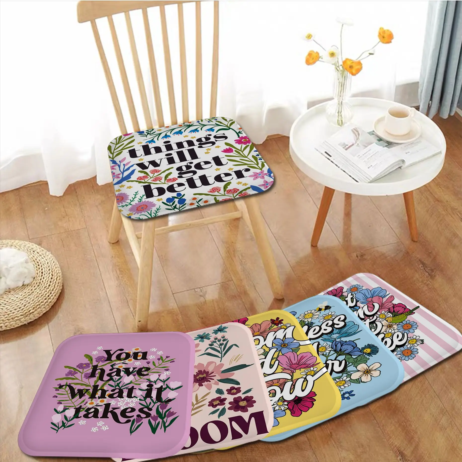 

Inspirational Quote Art Simplicity Multi-Color Seat Pad Household Cushion Soft Plush Chair Mat Winter Office Bar Chair Cushions