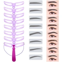 8pcs eyebrow stencils reusable eyebrow shaping brow template diy drawing guide card model beauty women makeup tool accessories