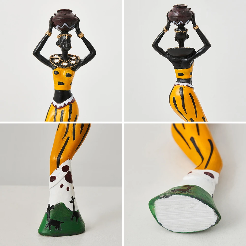 3Pcs/Set Home Decor Tribal African Women Statue Living Room Desk Accessories Sculptures Figurines Ornament Art Craft Decoration images - 6
