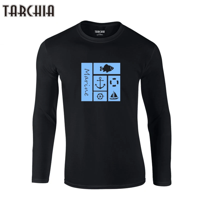 

2023 TARCHIA New Fahion Top Tee Pullover Marine T Shirts Men Long Sleeve T-Shirt 100% Cotton Plus Size Oversized Cheap