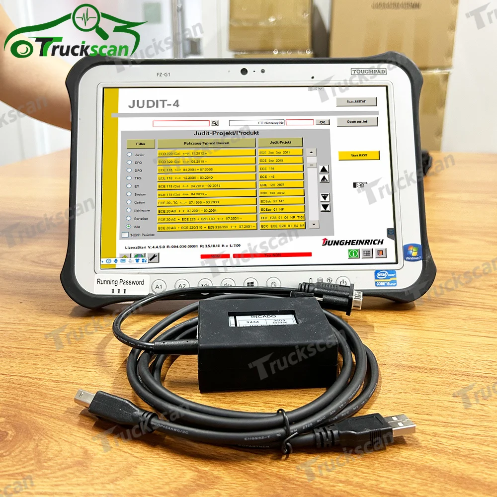 

Диагностический комплект V4.37 для вилочного погрузчика Judit Incado, диагностический сканер Диагностический комплект Jungheinrich JUDIT 4 + FZ G1, планшет, готовый к использованию