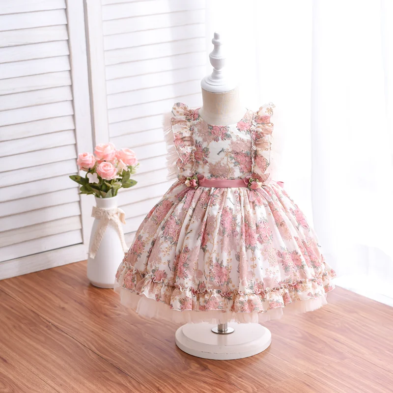 

Gilrs Sweet Princess Dress Print Baby Girl Birthday Party Dress
