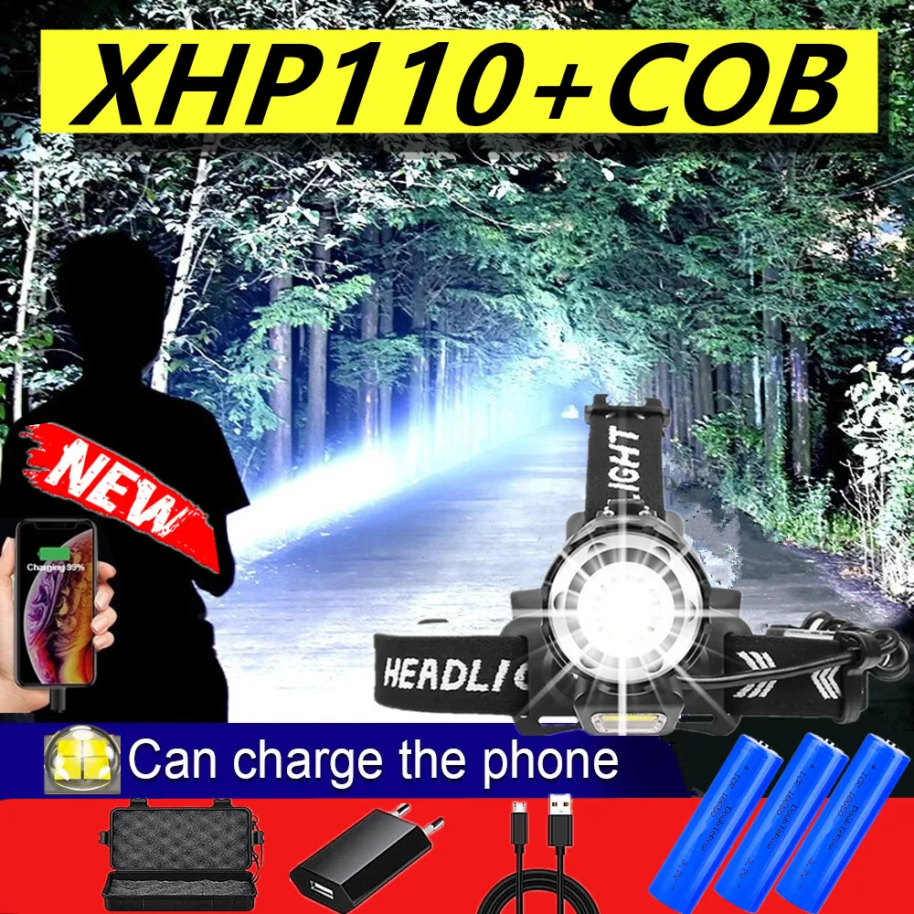 

New 600000LM XHP110 xhp90.3 led headlight 18650 rechargeable LED headlamp usb head lamp head flashlight Torch xhp70 head light