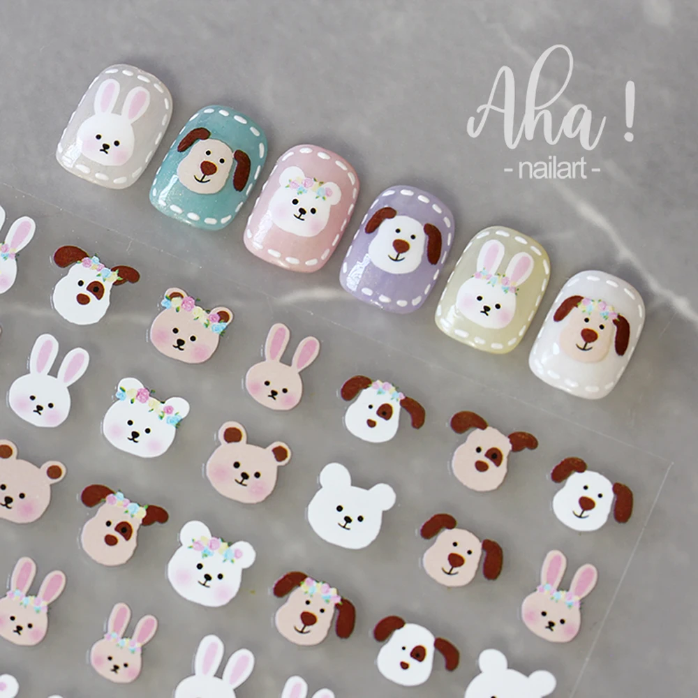 1 шт. Kawaii Rabbit Nail Art Наклейка Корейская самоклеящаяся наклейка Мультяшные простые