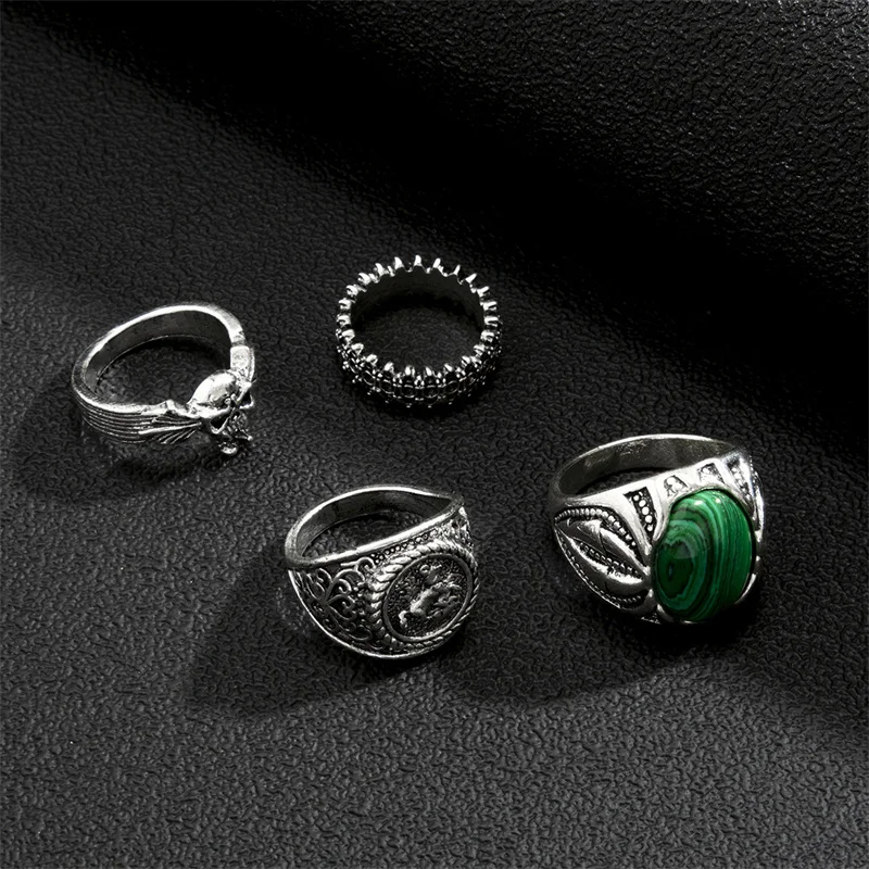 4 шт. кольца серебряного цвета в стиле панк |