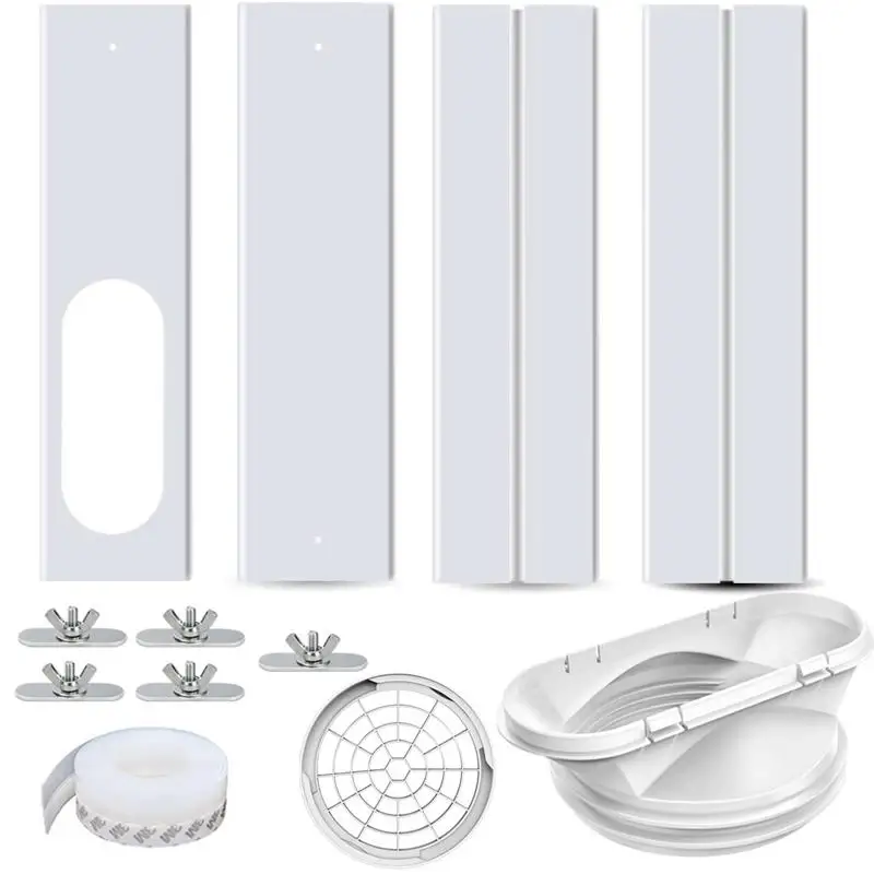 

Adjustable Portable Air Conditioner Window Kit Retractable Slide Plate Tube Connector Wind Shield Adaptor AC Window Vent Kit