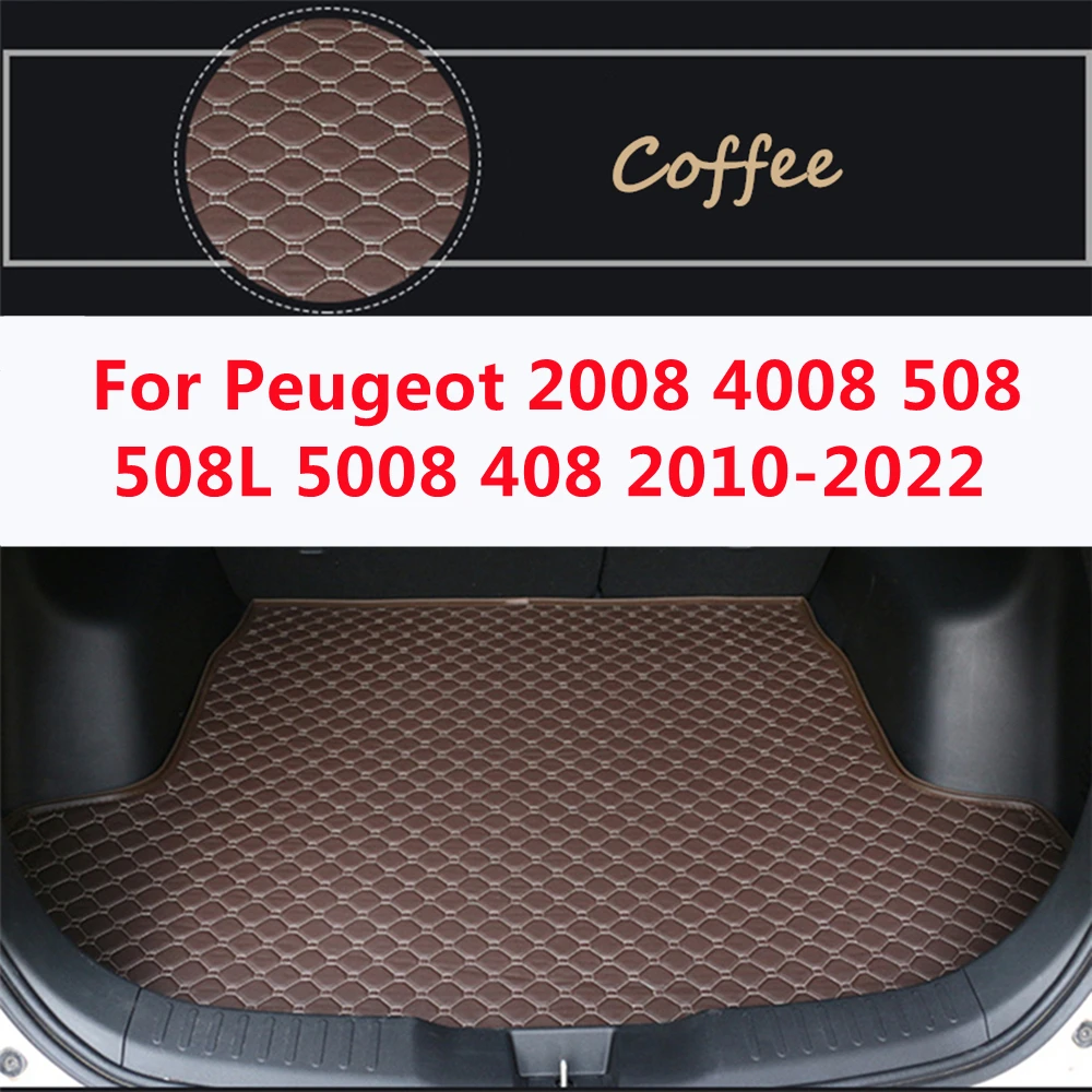

SJ Custom Waterproof Car Trunk Mat AUTO Tail Boot Tray Liner Cargo Carpet Pad Protector Fit For Peugeot 408 5008 508 2008 4008